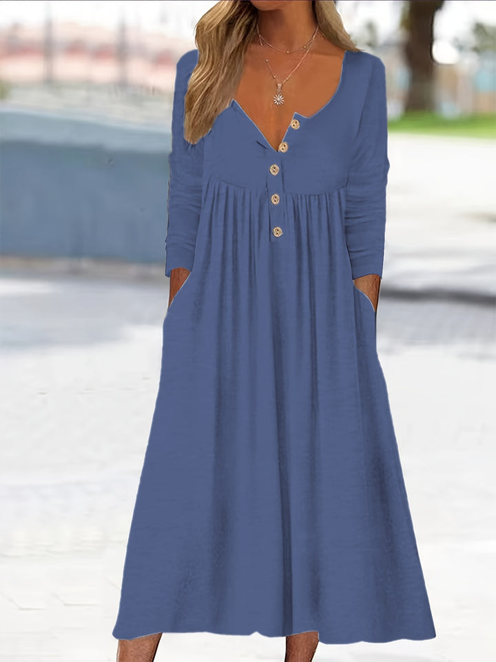 ZARA | SOLID BUTTON-FRONT MIDI DRESS