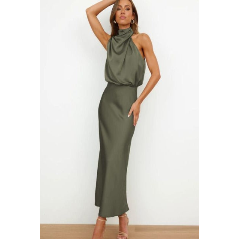 Desiree | Women's Halter Neck Elegant Midi Dress