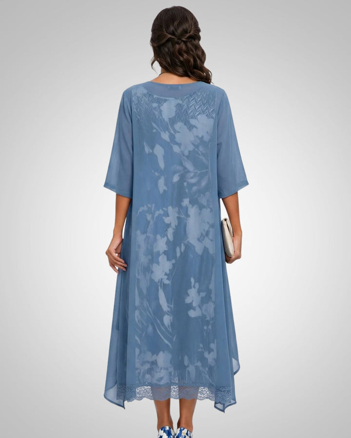 Reese | Women's Printed Boho Midi Dress With Cardigan Set