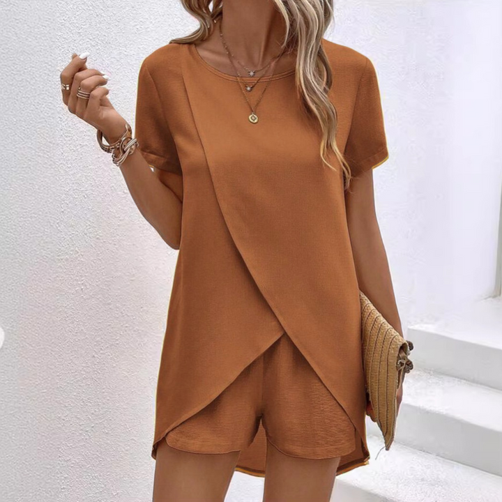 Janet | Casual Round Neck Midi Dress with Pants