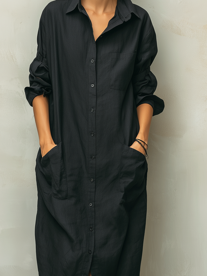 Lillian | Women's Summer Linen Buttoned Dress