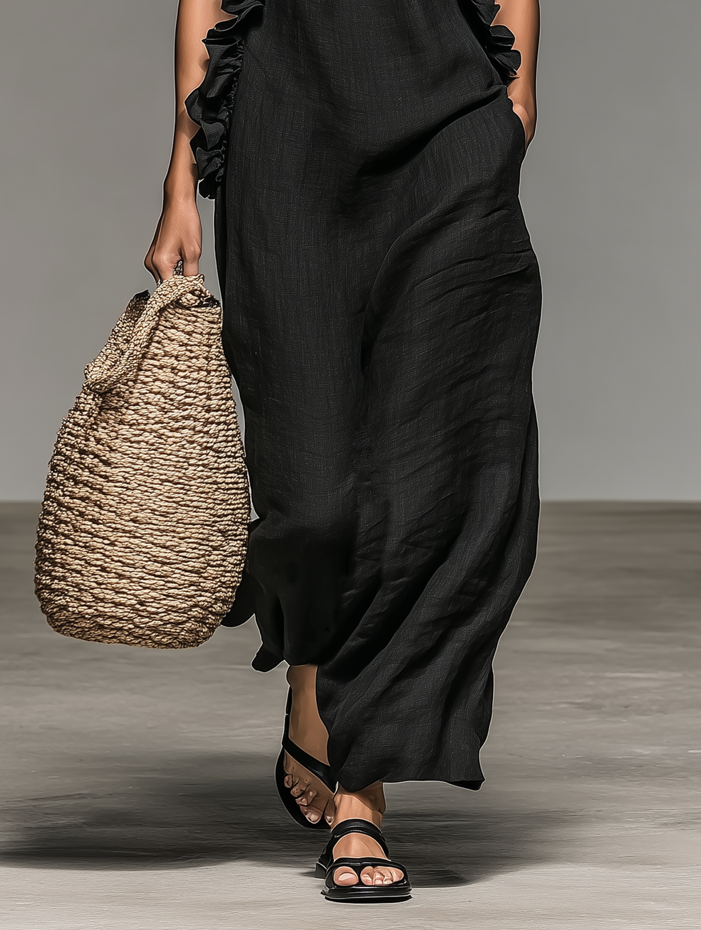 Luna | Women's Minimalist Halterneck Ruffle Dress