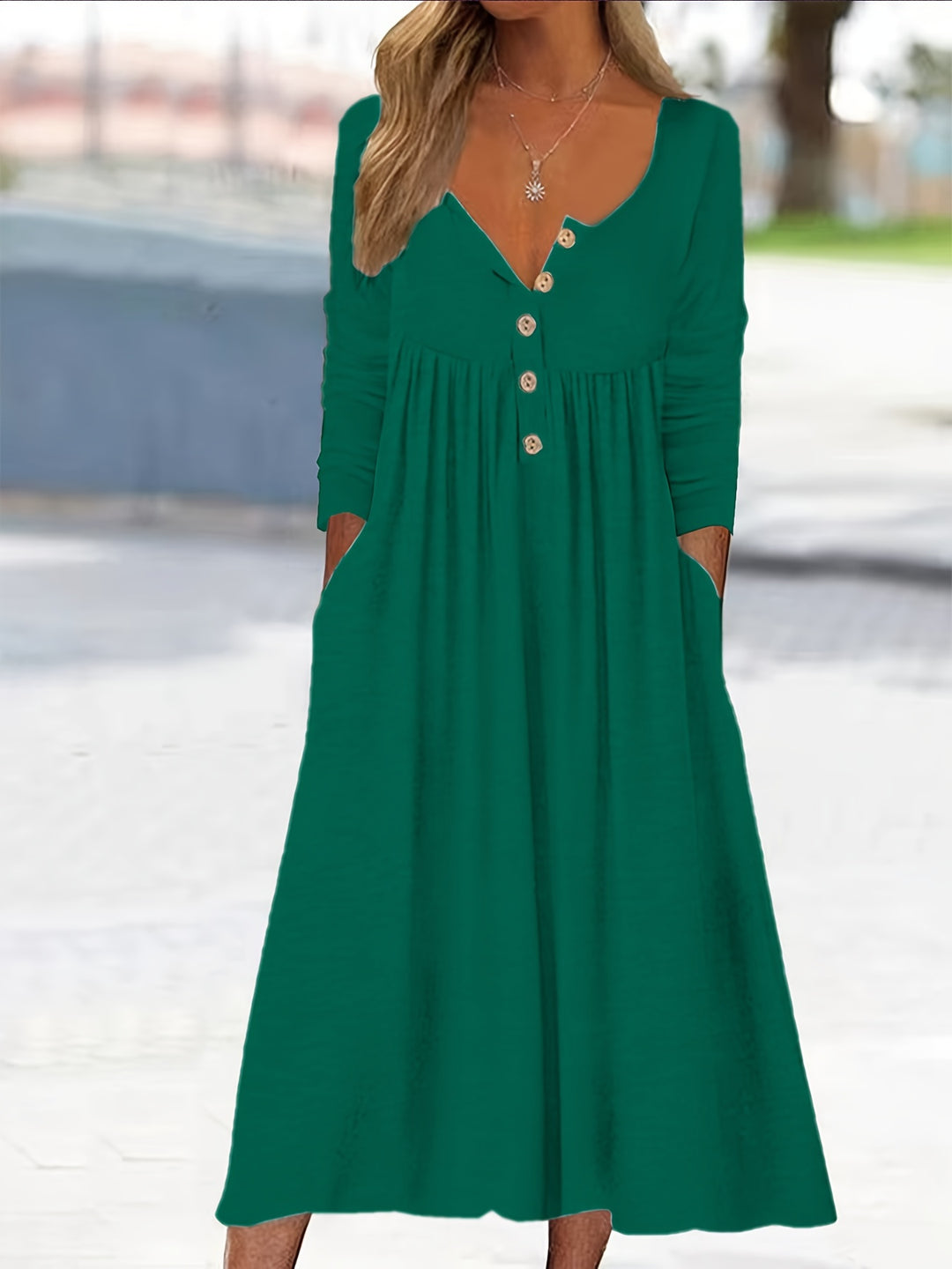 ZARA | SOLID BUTTON-FRONT MIDI DRESS