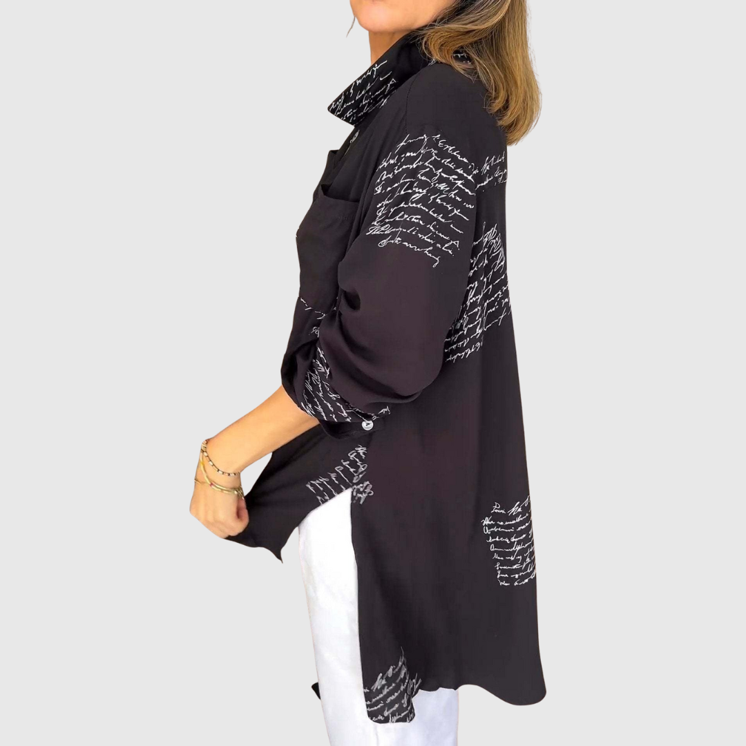 TIEMONA | RELAXED SCRIPT BUTTON SHIRT