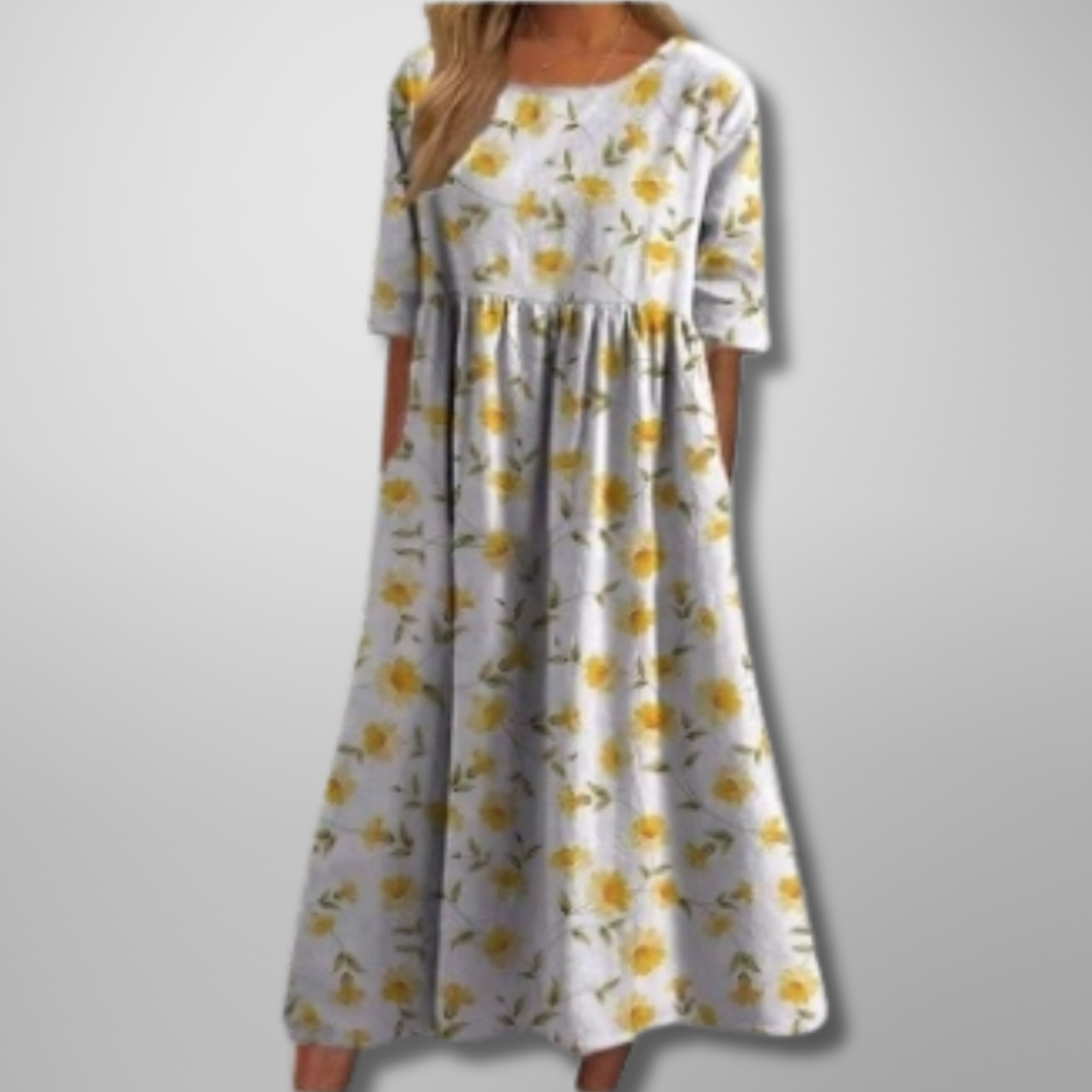 Alicia | Women’s Summer Casual Chic Floral Print Midi Dress