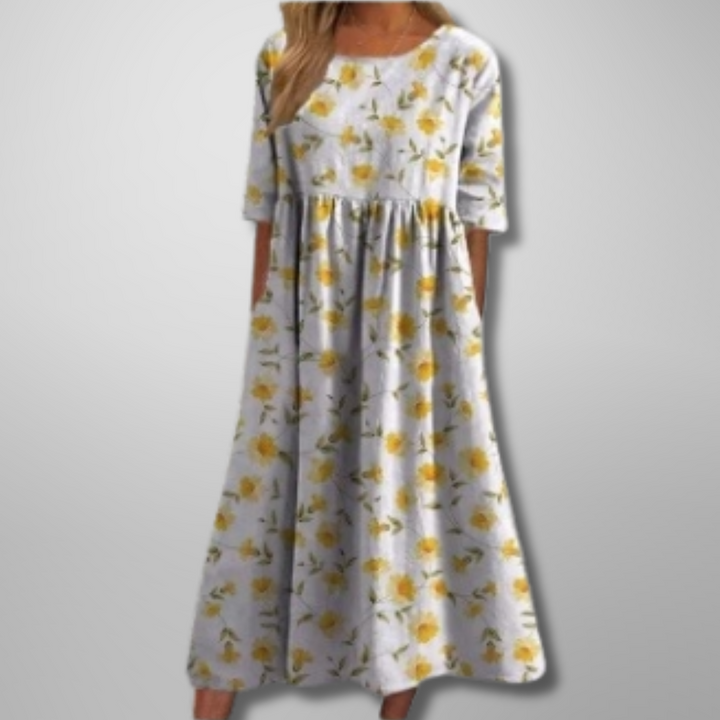 Alicia | Women’s Summer Casual Chic Floral Print Midi Dress