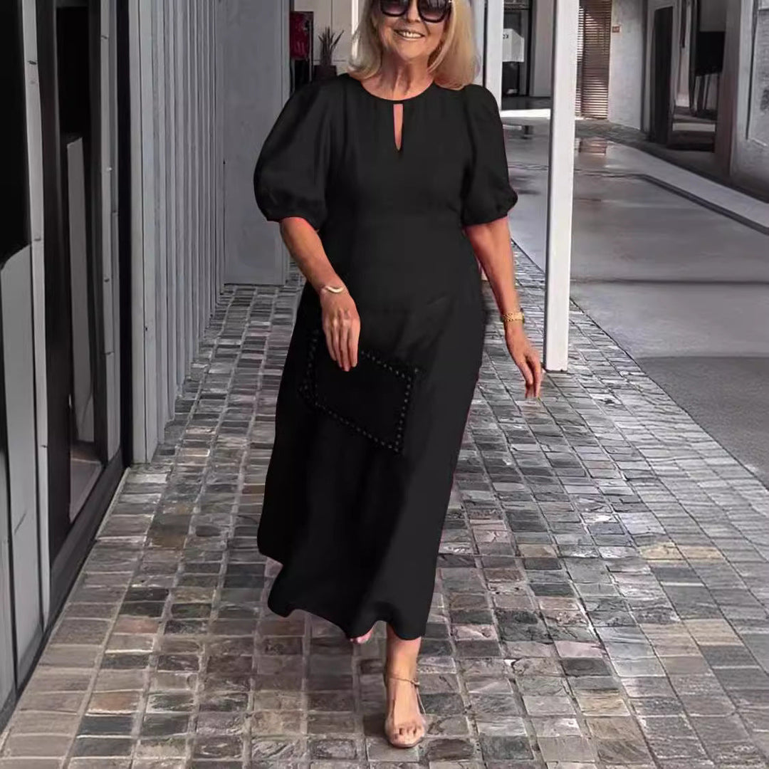 MAREE | ELEGANT PUFF-SLEEVE MIDI DRESS