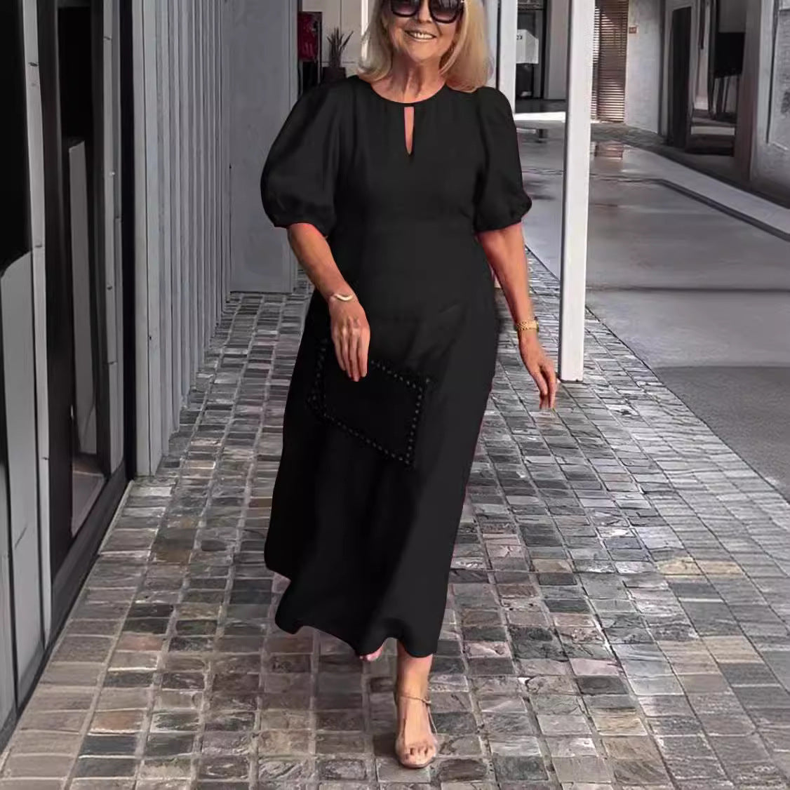 Maree | Elegant Puff-Sleeve Midi Dress