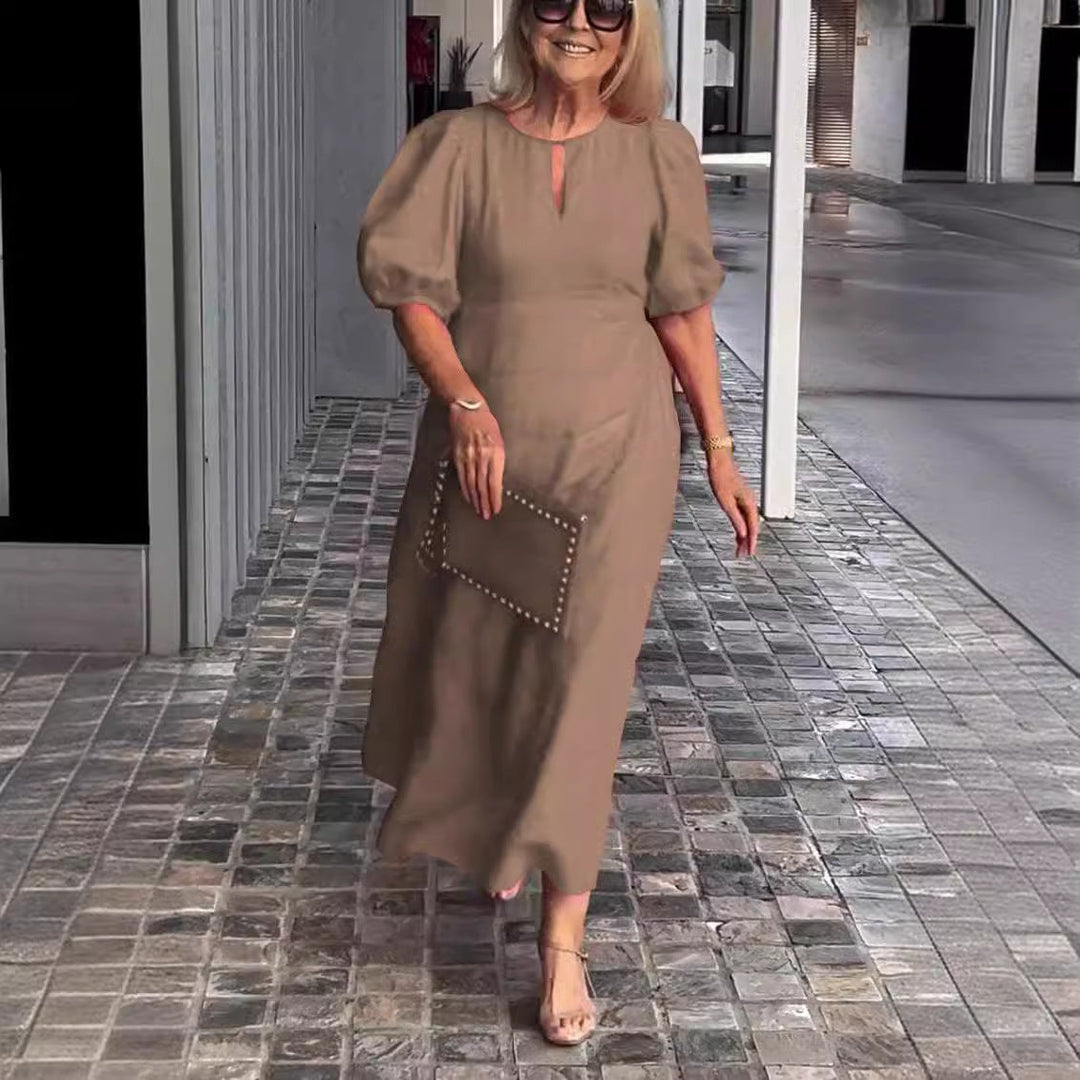 MAREE | ELEGANT PUFF-SLEEVE MIDI DRESS