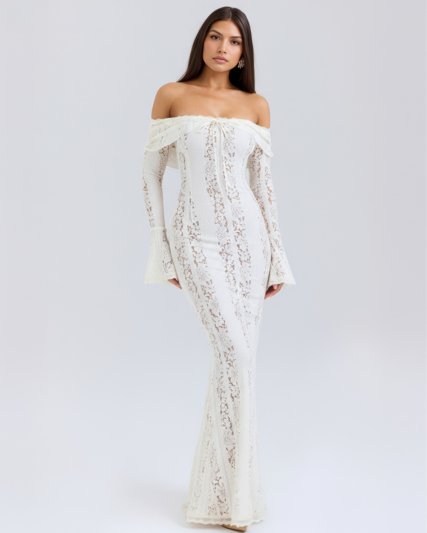 Emily | Women's Off-Shoulder Floral Lace Maxi Dress