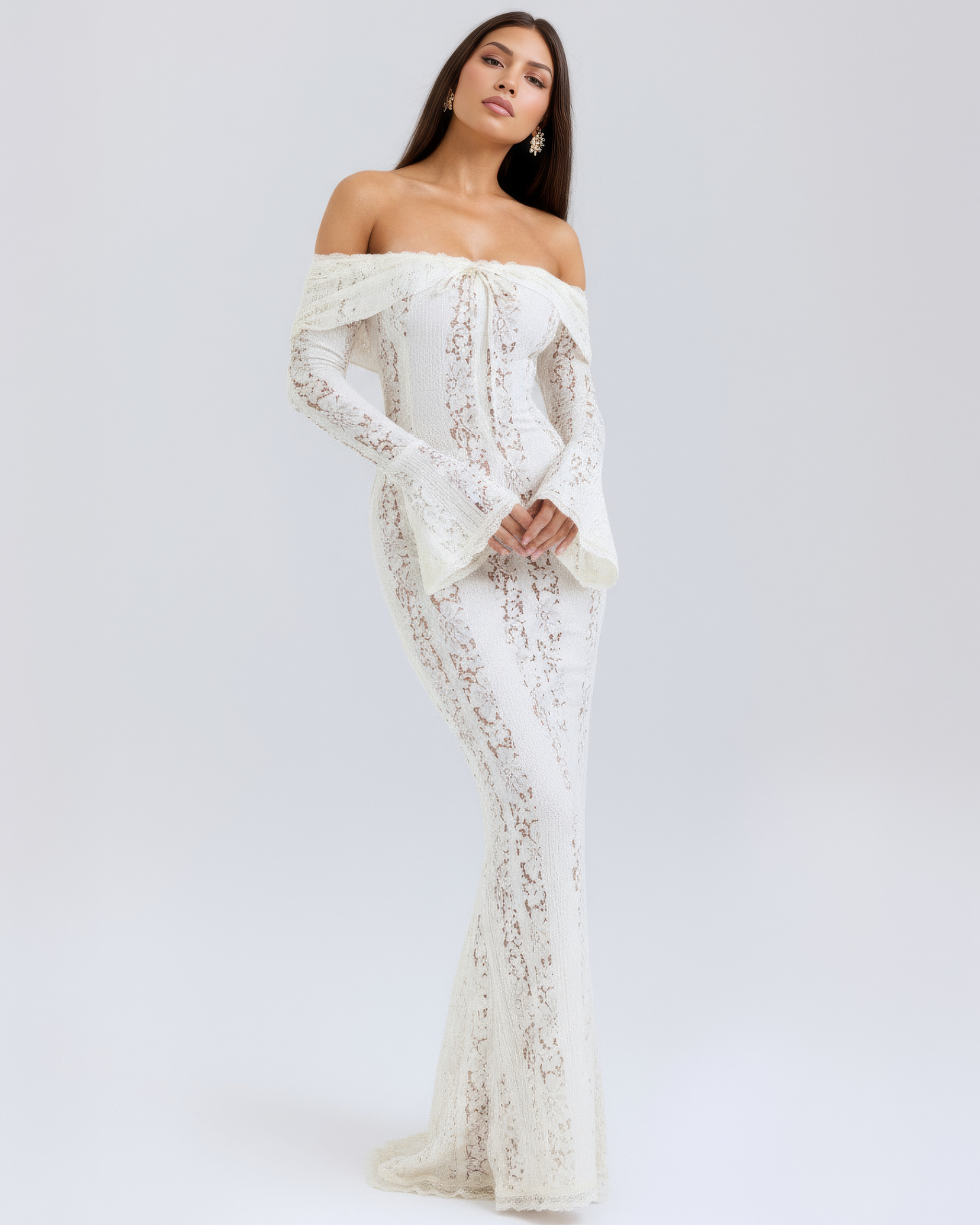 Emily | Women's Off-Shoulder Floral Lace Maxi Dress