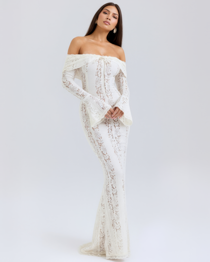 Emily | Women's Off-Shoulder Floral Lace Maxi Dress