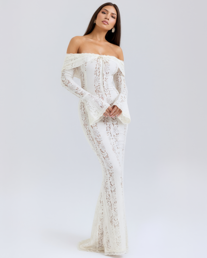 Emily | Women's Off-Shoulder Floral Lace Maxi Dress