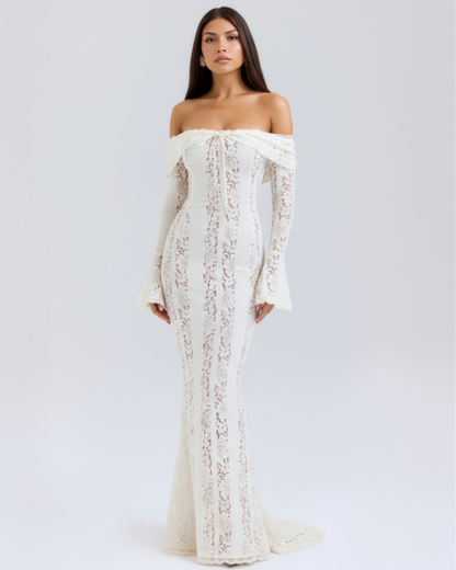 Emily | Women's Off-Shoulder Floral Lace Maxi Dress
