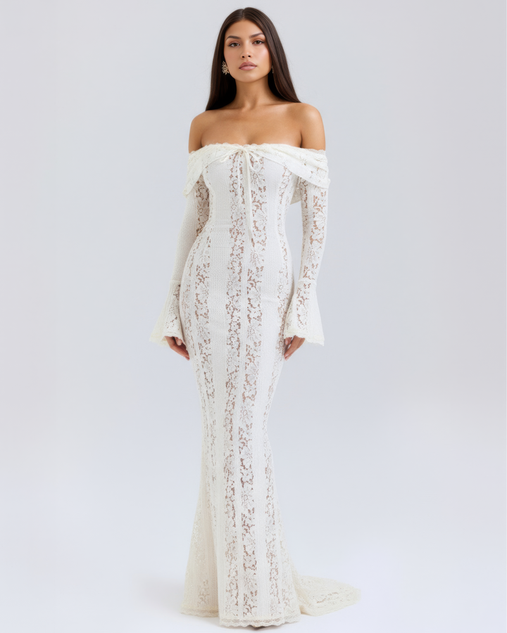 Emily | Women's Off-Shoulder Floral Lace Maxi Dress