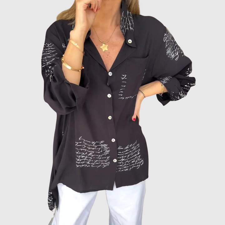 TIEMONA | RELAXED SCRIPT BUTTON SHIRT