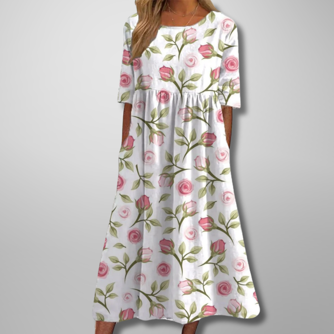 Alicia | Women’s Summer Casual Chic Floral Print Midi Dress