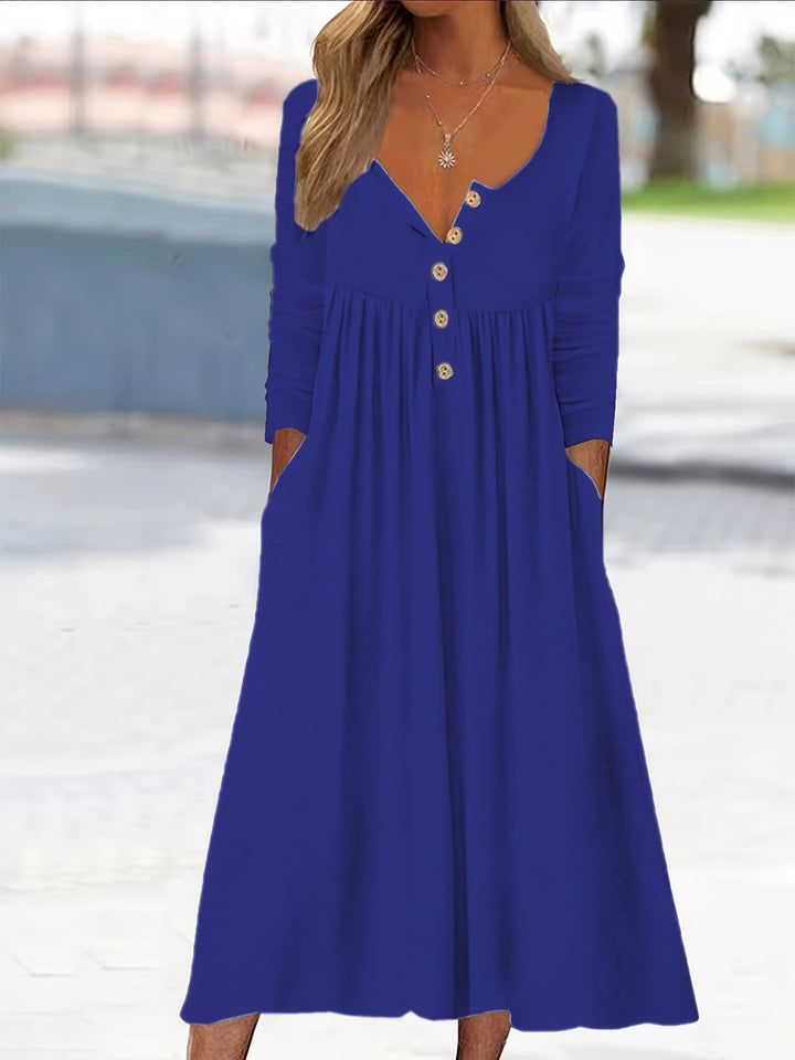 ZARA | SOLID BUTTON-FRONT MIDI DRESS