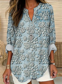 Amaryllis | Women's Relaxed Fit Textured Floral Blouse