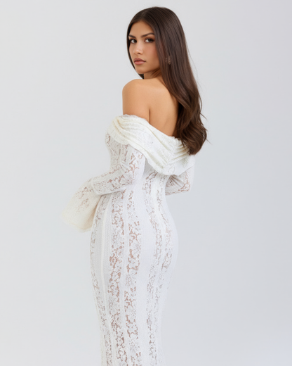 Emily | Women's Off-Shoulder Floral Lace Maxi Dress