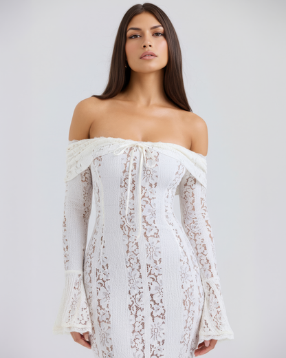 Emily | Women's Off-Shoulder Floral Lace Maxi Dress