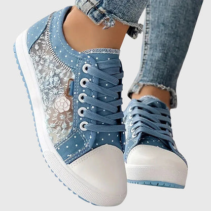 Emilia | Women's Trendy Embroidered Laced Sneakers