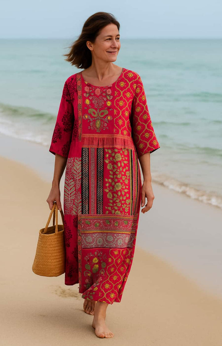 CLARA™ WARM-TONED ETHNIC LONG DRESS