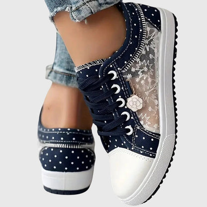 Emilia | Women's Trendy Embroidered Laced Sneakers