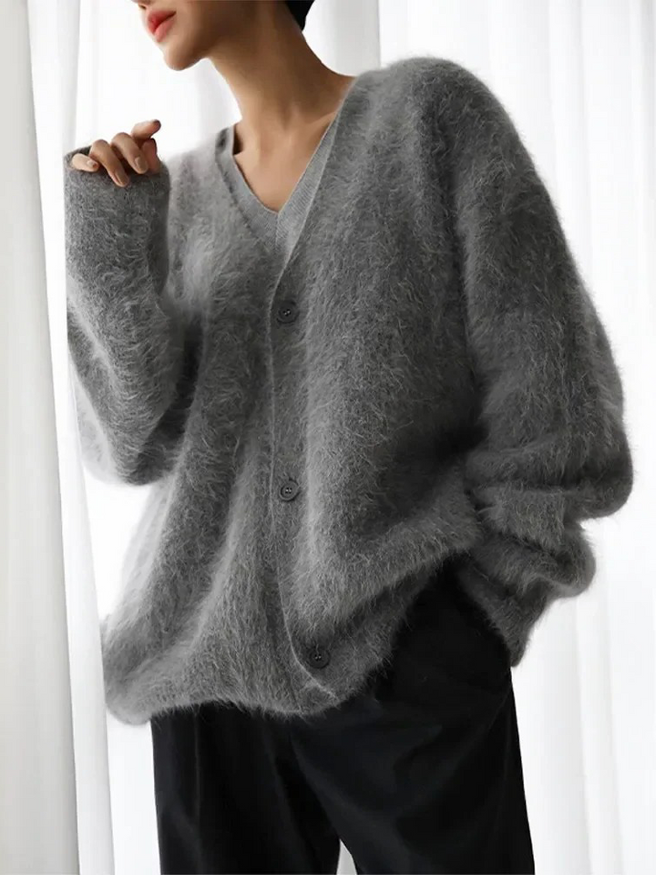 Peyton | Women’s Elegant Fluffy V-Neck Cardigan
