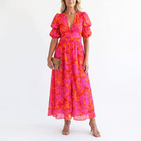Aria | Women's Elegant Puff Sleeve Floral Summer Dress