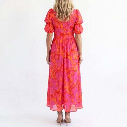 Aria | Women's Elegant Puff Sleeve Floral Summer Dress