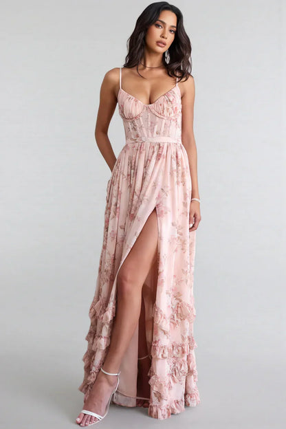 Nova | Women's Floral Maxi Dress with Side Slit