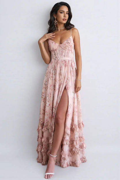 Nova | Women's Floral Maxi Dress with Side Slit