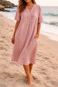 Ava | Women's Relaxed Fit V-Neck Midi Dress