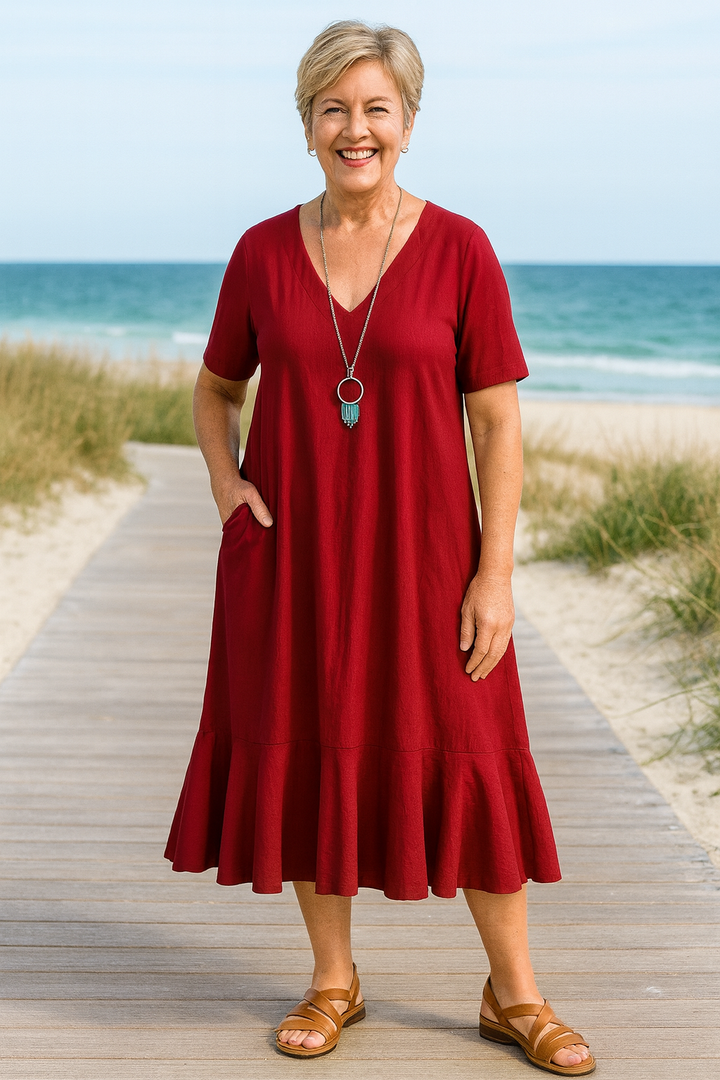 MARINA™ FLOWEASE MIDI DRESS