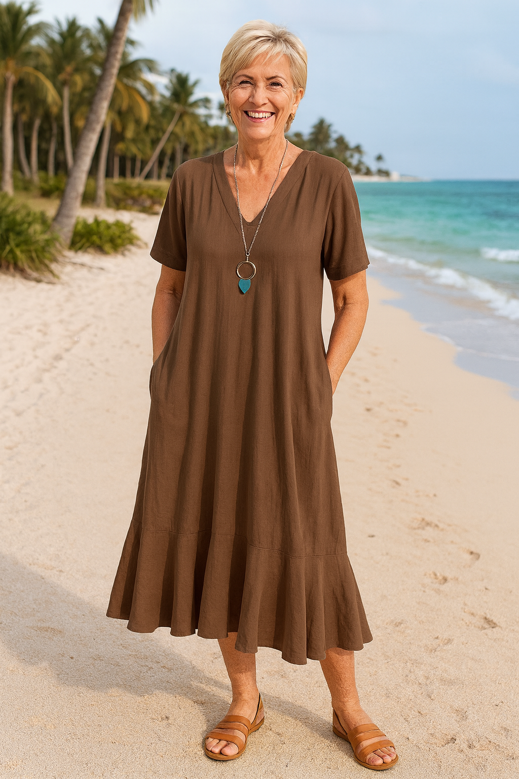 MARINA™ FLOWEASE MIDI DRESS