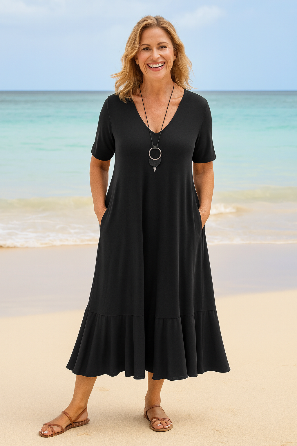 MARINA™ FLOWEASE MIDI DRESS