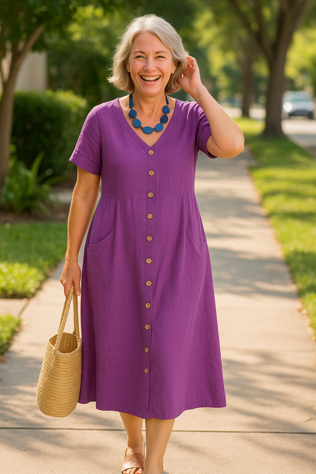 Lena | Everyday Cotton-Linen Midi Dress