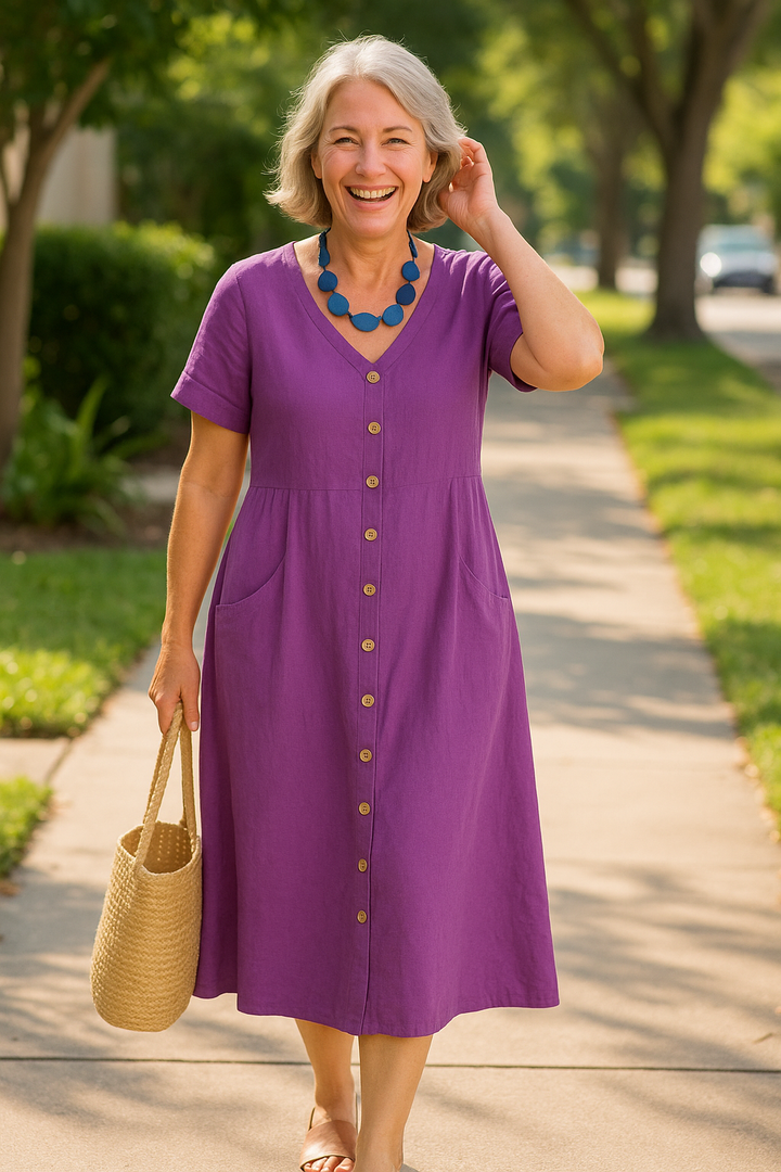 Lena | Everyday Cotton-Linen Midi Dress