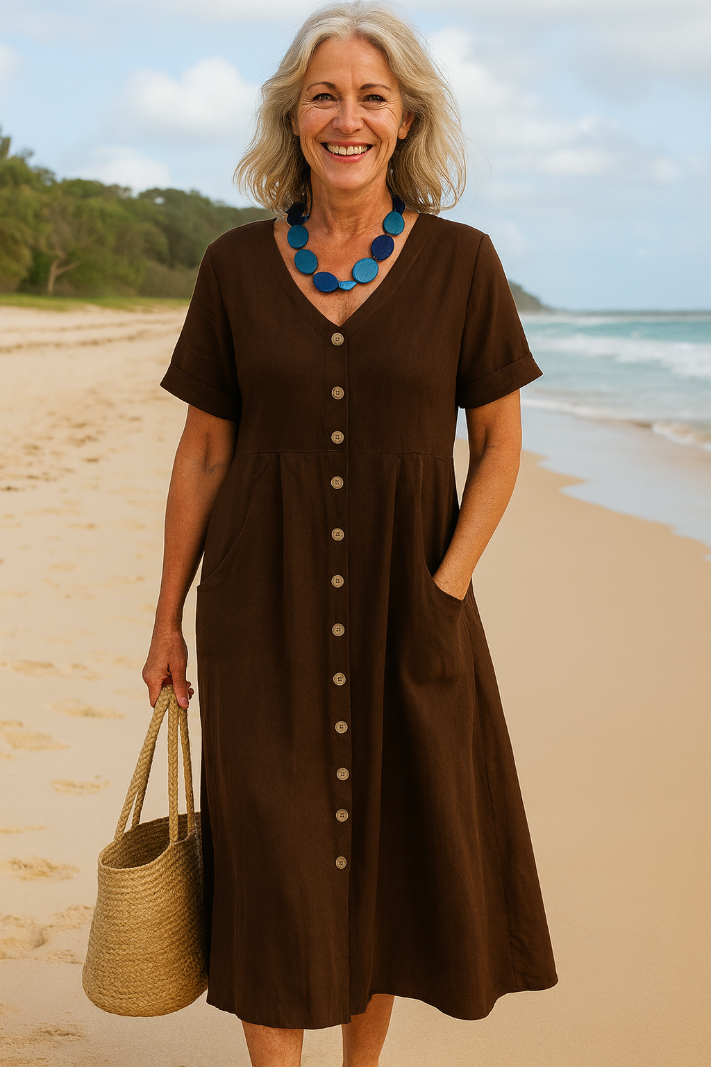 Lena | Everyday Cotton-Linen Midi Dress