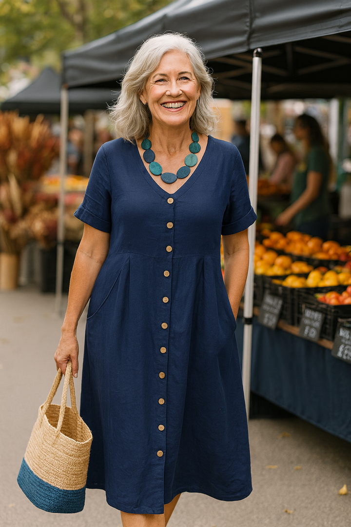 Lena | Everyday Cotton-Linen Midi Dress