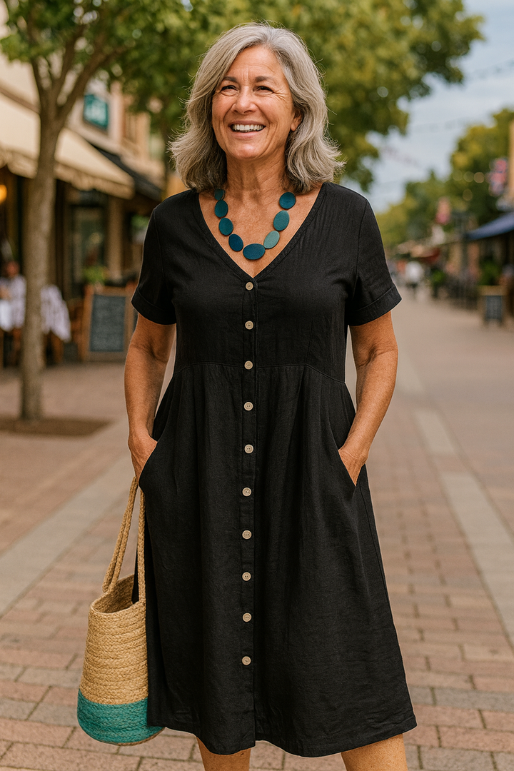 Lena | Everyday Cotton-Linen Midi Dress