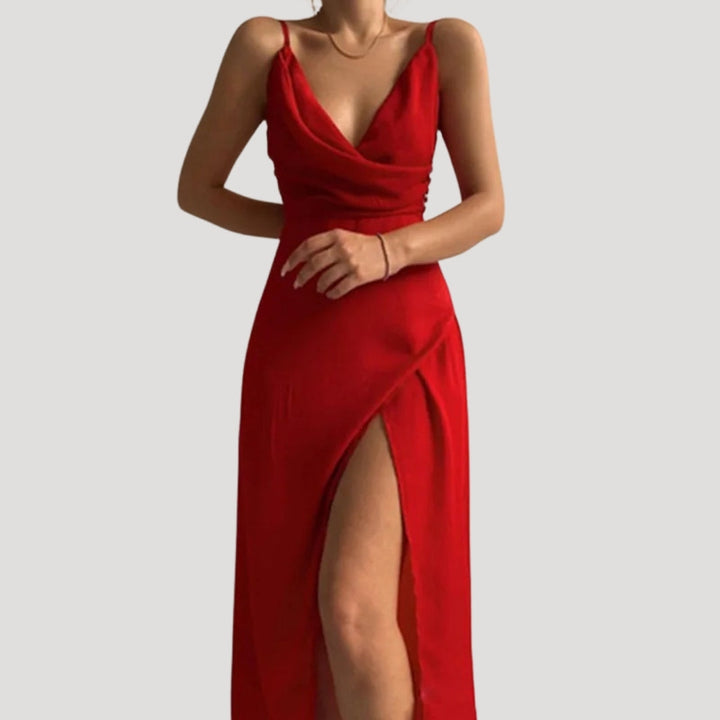 Amber | Women's Elegant Maxi Wedding Guest Dress with Slit