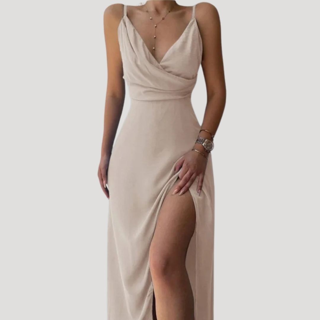 Amber | Women's Elegant Maxi Wedding Guest Dress with Slit