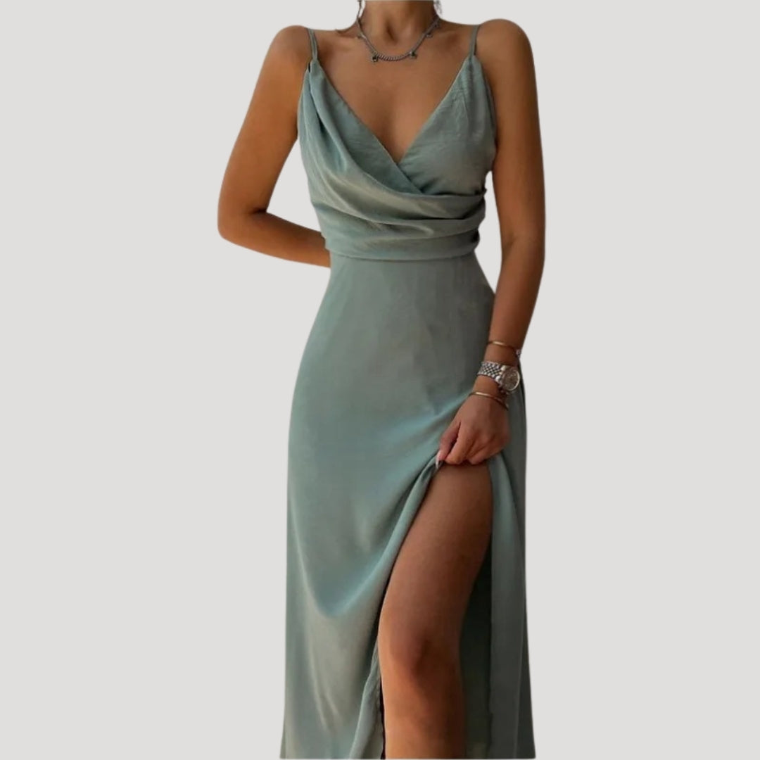 Amber | Women's Elegant Maxi Wedding Guest Dress with Slit