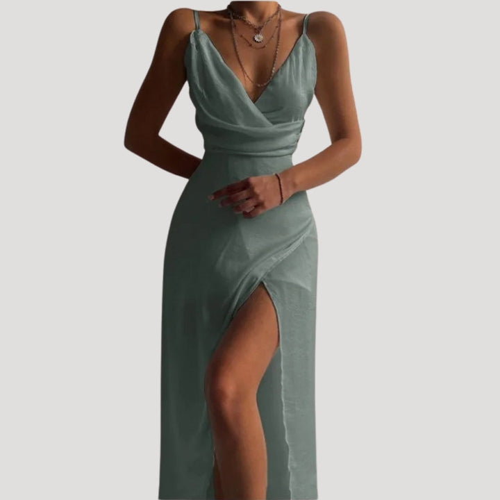 Amber | Women's Elegant Maxi Wedding Guest Dress with Slit