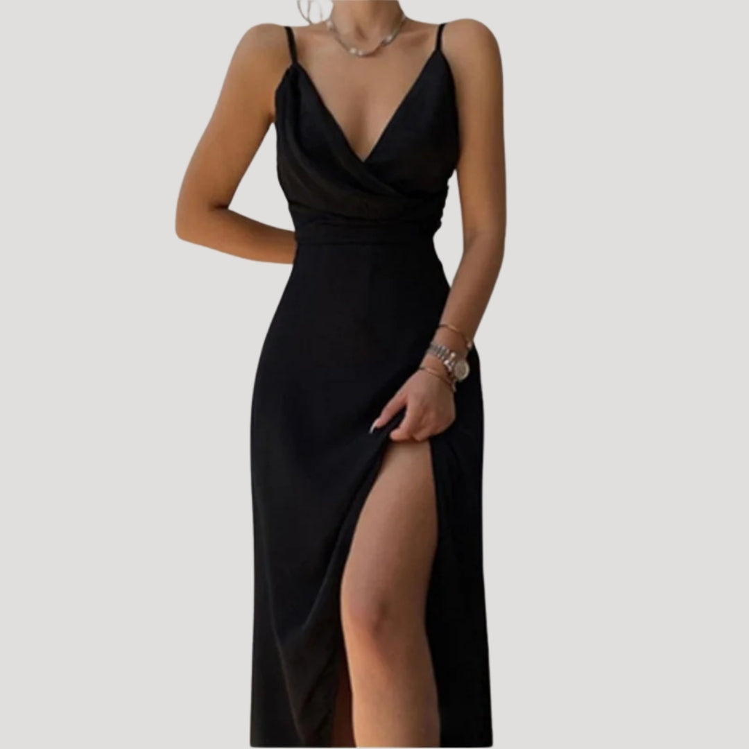Amber | Women's Elegant Maxi Wedding Guest Dress with Slit
