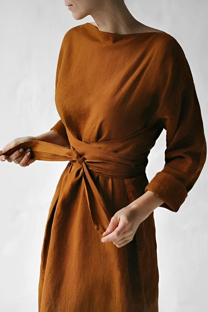 Naomi | Women's Elegant Linen Wrap Dress