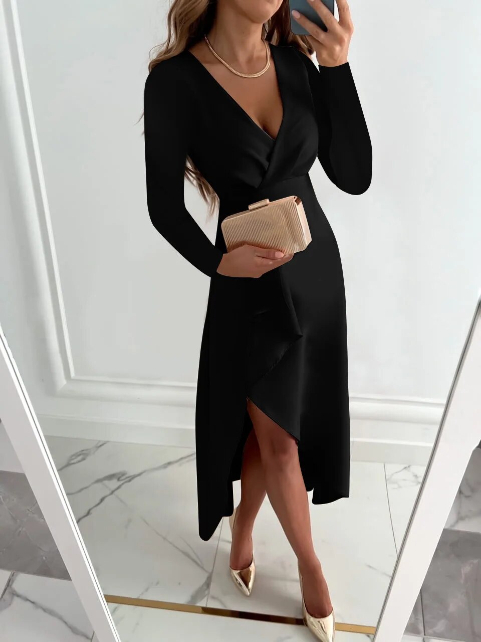Arabella | Women's Business Casual V-neck Midi Dress