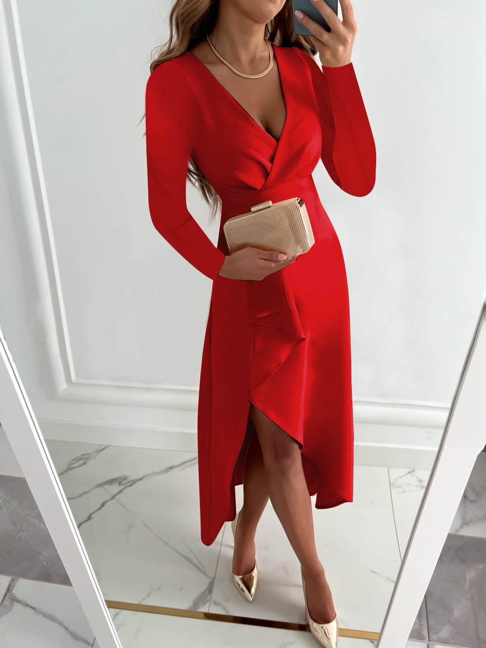 Arabella | Women's Business Casual V-neck Midi Dress